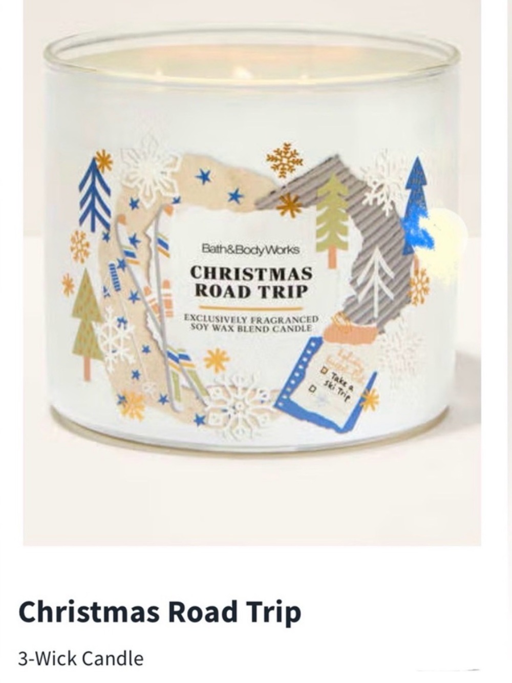 NIB Bath & Body Works “Christmas Road Trip” 3-Wick Candle w Decorative Metal Lid